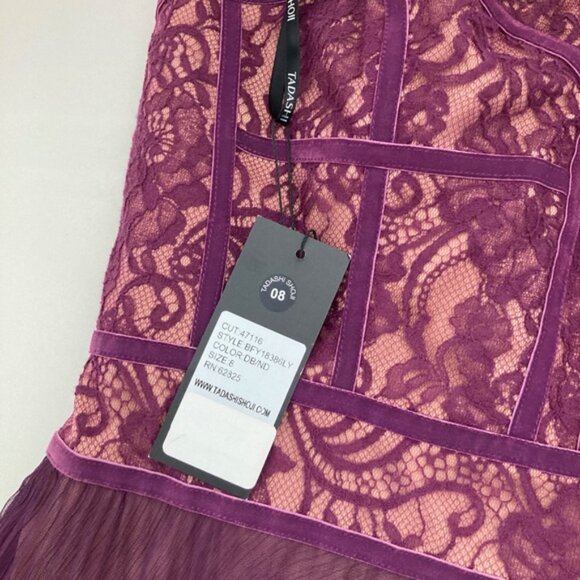 Tadashi Shoji Evening Dress Chiffon Lace - Picture 7 of 13